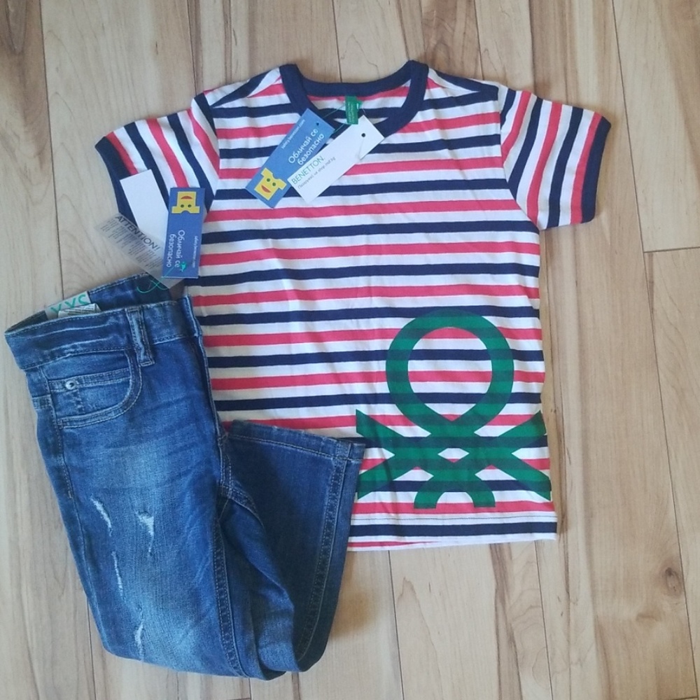 NWT Benetton bundle shirt + Jean's 3t- 4t